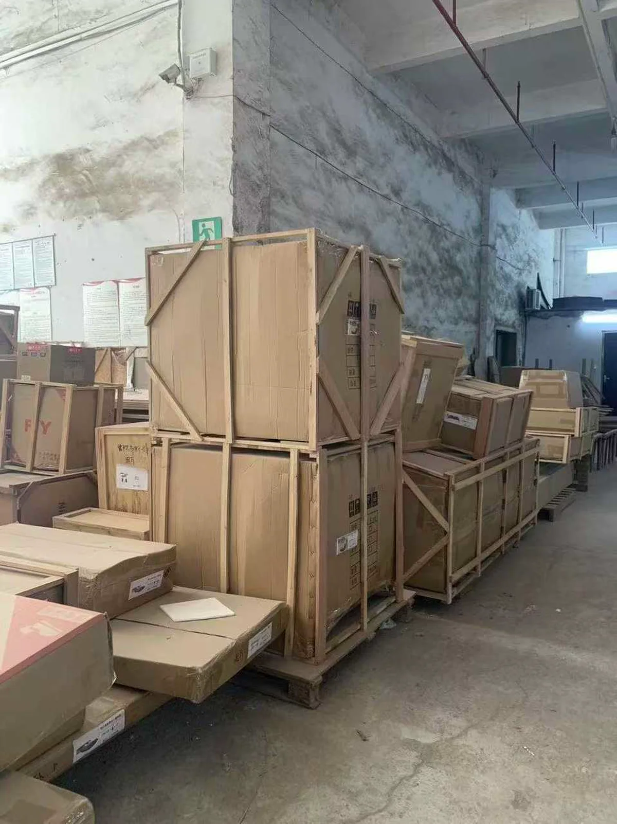 Packed furniture crates prepared for order handover
