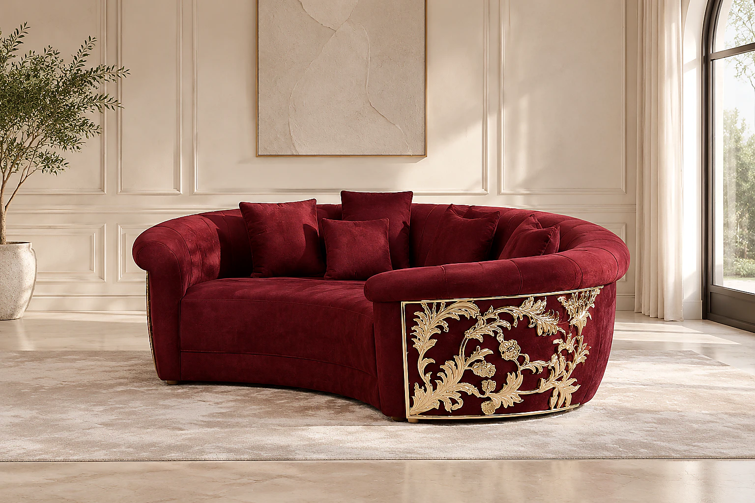 Curved Upholstered Sofa